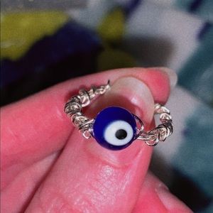 Silver & Cobalt evil eye ring 🧿